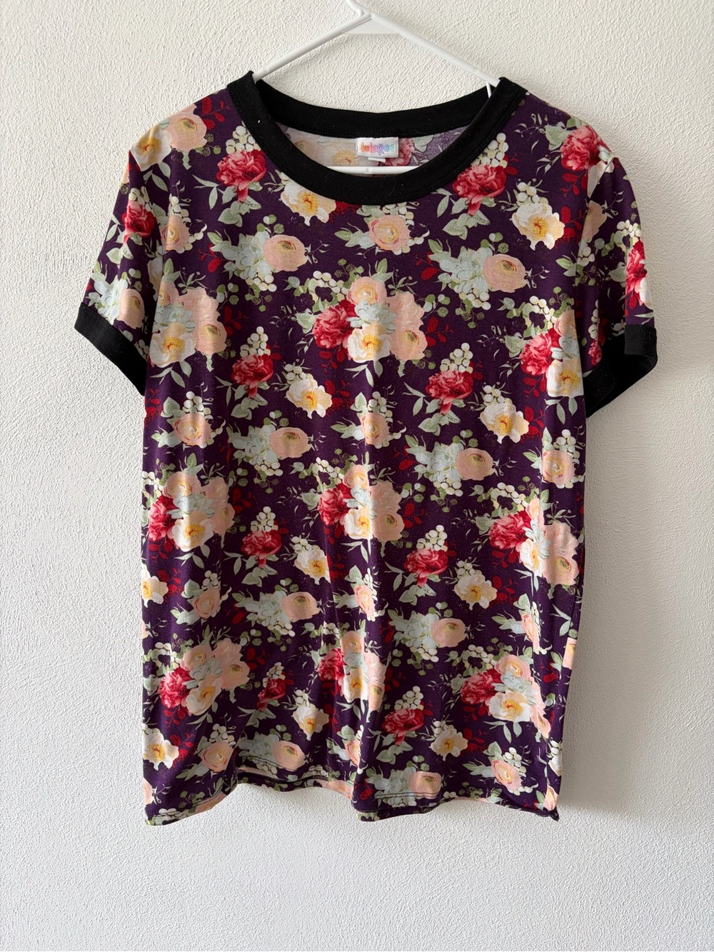 Floral Short Sleeve Tee - Purple